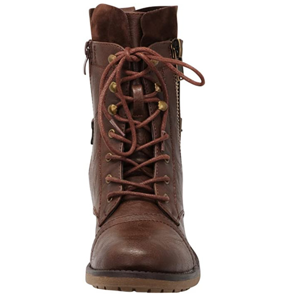 Cambridge Women's Combat Zipper Ankle Bootie - Picture 2 of 4